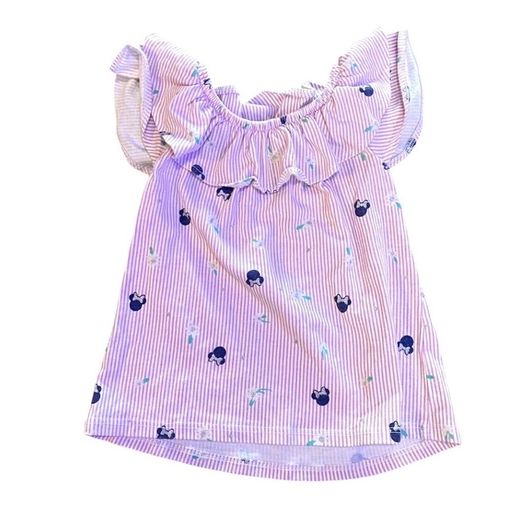Jumping Beans Minnie Mouse Blouse 4T Pink Striped Ruffle Disney Shirt
